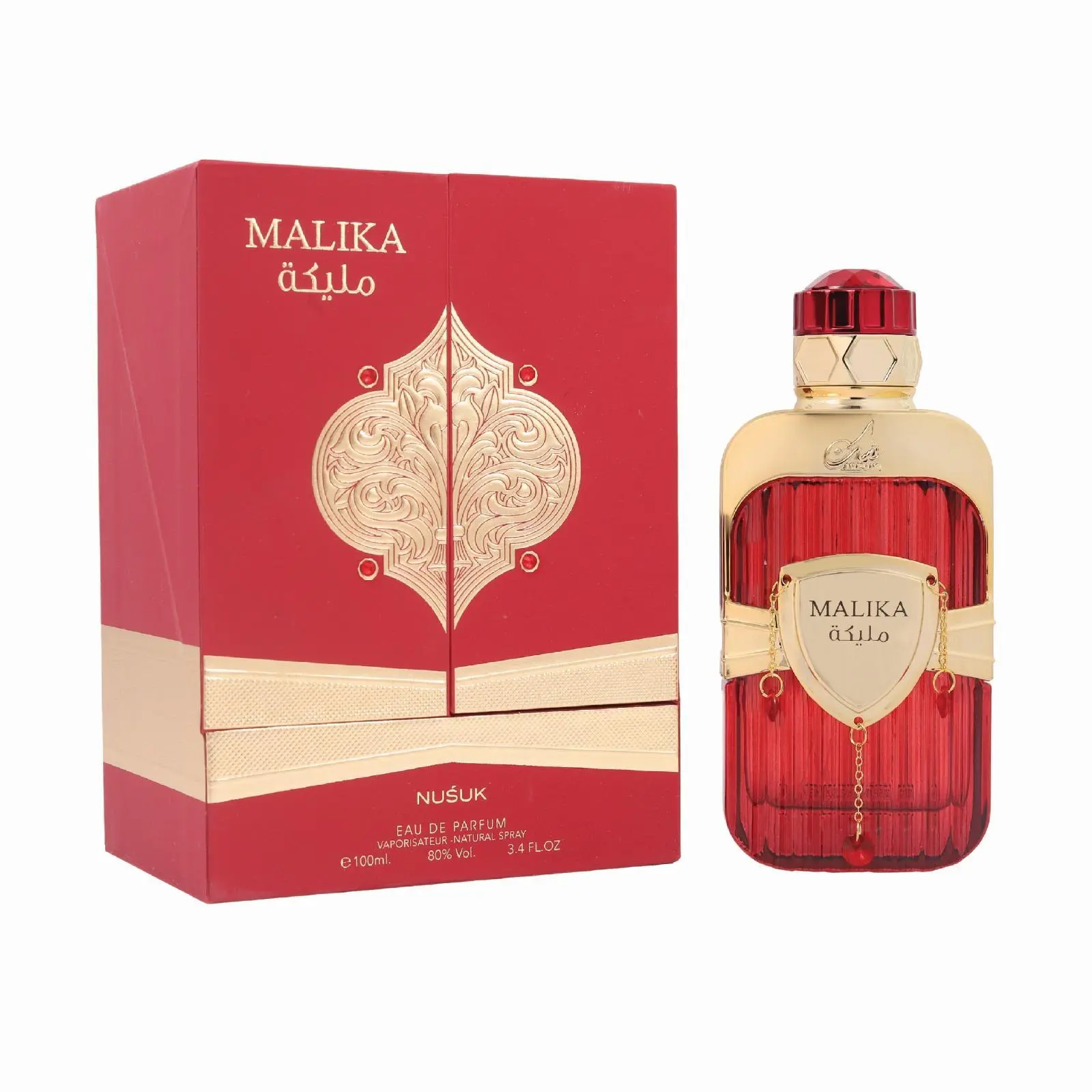 NUSUK Malika Floral Eau de Parfum for Women, Long-Lasting Signature Spray with Ozonic, Jasmine, Honeysuckle, Cedar, Vanilla Scents & Jasmine Musk, 100ml (3.4 fl oz) Floral Eau Perfume, 100 ml Bottle