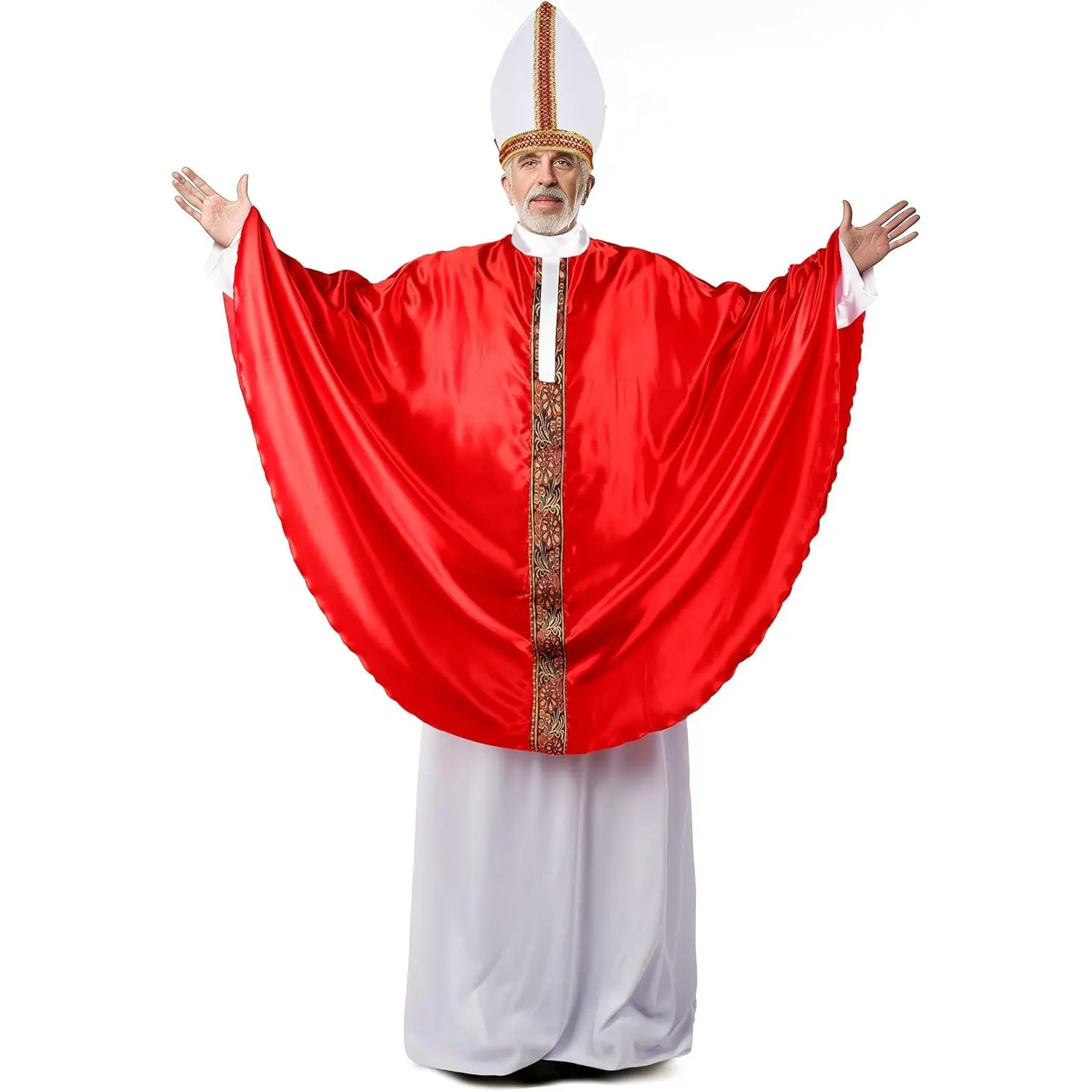 Men's Papal Poncho Costume, Adult Priest and Bishop Robe for Halloween or Biblical Themed Parties, Normal Type, Clothes, Biblical Apostle, Plain, Masculine, Priestly Look, Religious Wear