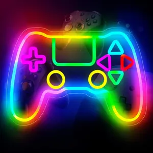 Gamer Neon Sign, LED  Controller Gamepad Gaming Neon Light Sign for Gamer Room Wall Decor, Scrolling Color Changing Flashing Modes, Video  Gifts for Teens, Boys, , RGB