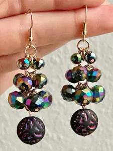 Aurora Borealis Earrings - Fun Funky Jewelry, Artsy Boho Dangle, Short Cluster Drop, Eclectic Indie Statement, Quirky Fashion Gift for Her