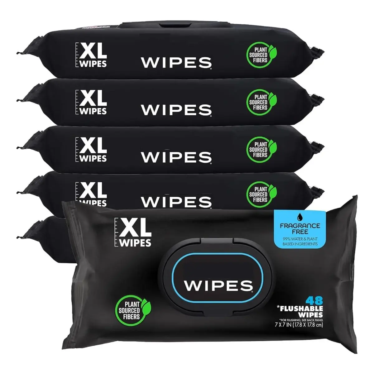 Flushable Toilet Wipes - Unscented, Extra-Large Adult Wet Wipes for Sensitive Skin, 8 Packs (384 Count), Infused with Vitamin E & Aloe, Eco-Friendly, Septic & Sewer Safe, Daily Use Dispenser Pouch Included