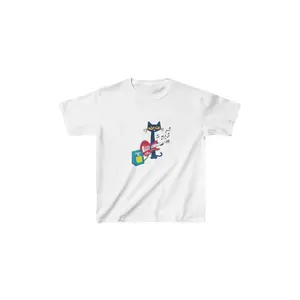Men's Pete the Cat Playing Guitar Graphic Tee, Y2K & 90s Inspired, Vintage Design, Regular-Fit, Cotton, Machine Washable - Ideal for Casual Outings & Activities, Adult funny T-shirt, Gift for Woman and Man