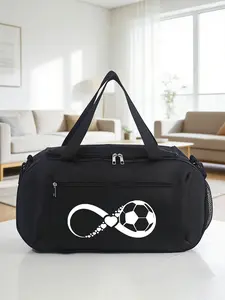 Infinity Symbol Football Print Large Capacity Gym Bag, Water Resistant Dry-Wet Separation Hand Bag, Travel Crossbody Bag with Side Mesh Pocket, Unisex Bag for Football Training & Short Trips, Perfect Gift Choice