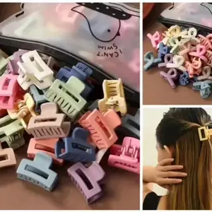 20 Counts Mini Hair Claws Hair Claw Clips 0.99 Inch Cute Colorblock Hair Claw Non-slip Big Square Matte Claws for Women, Strong Hold Banana Clips for Thick Thin Hair Hair Accessories for Women & Girls Random Color