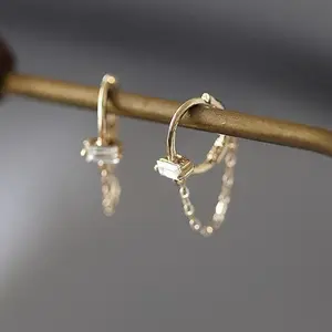 s925 sterling silver Chain Tassel Hoop Earrings，Minimalist Simple Unique Earrings for galentine‘s party valentine’s day gift，fashion zirconia earrings，anniversary holiday jewelry，gift for women