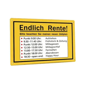 Vintage Retirement Timetable Metal Tin Sign - Perfect Wall Art Decor Gift for Family, Friends & Colleagues, 7.9 x 11.8 Inches