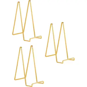 Large Plate Display Stand - 10inch Tall Plate Display Stand - Metal Picture Frame Stand - Large Tabletop Decorative Plate Display Stand |   Plate |   Book |   Plate |   Ceramic Tiles - 3-piece set - Gold