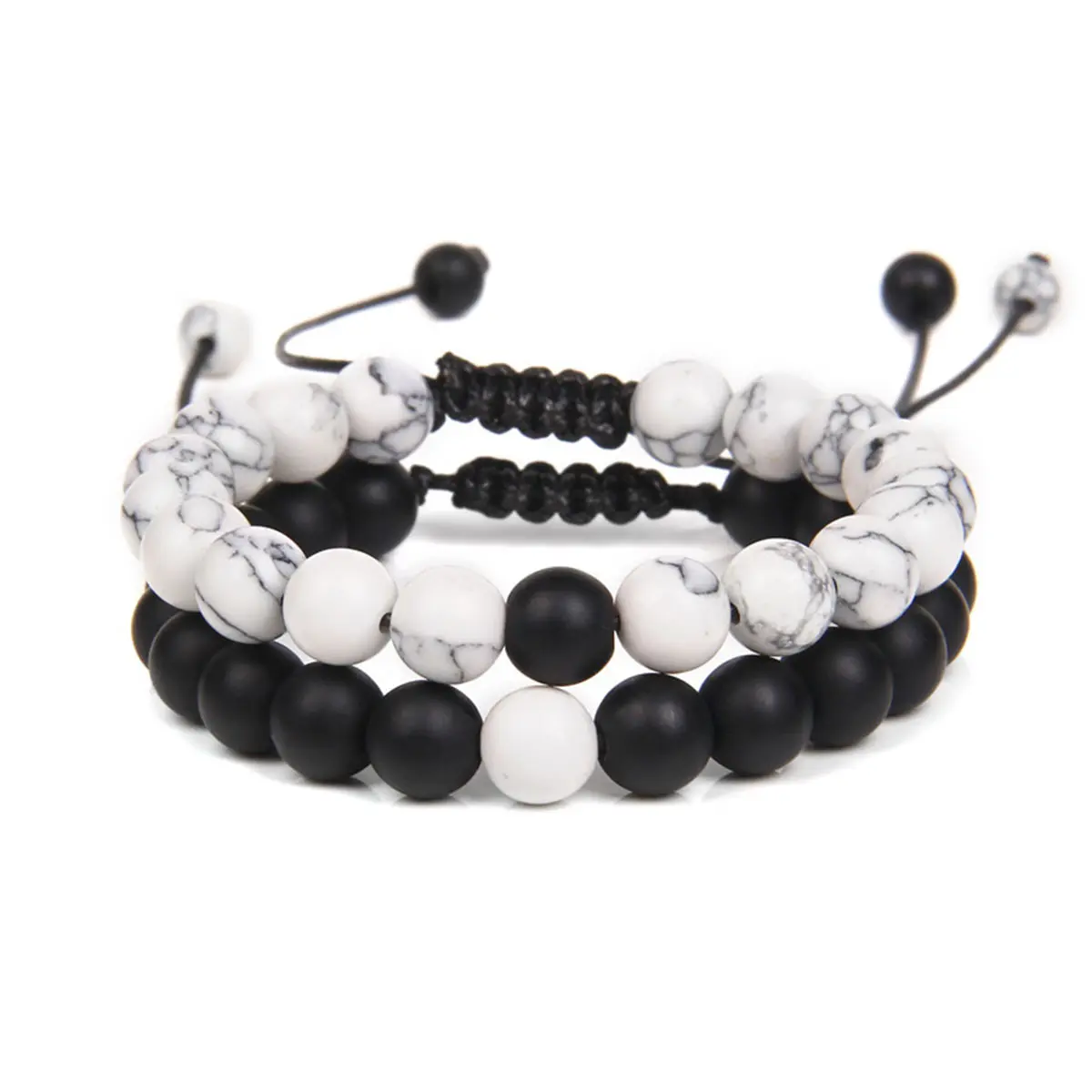 Black White Bracelets Handmade,Couples Distance Bracelet Classic White And Black,Beaded Bracelet For Unisex Adult