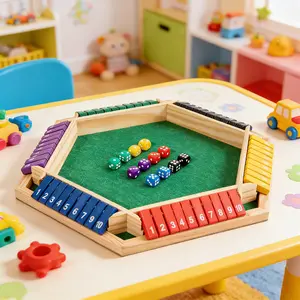 Wooden Closed Box Dice Game Set for 2-6 Players Family Night & Party Fun Game Toys for Kids & Adults Ideal for Bonding and Entertaining Guests Colorful Standard Six-Sided wooden dice family game Large Shut The Box Game Set box board game