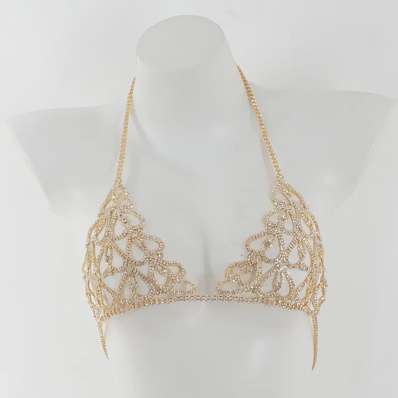 1 Set of Luxurious Party Banquet Gathering Blingbling Shiny Rhinestone Inlaid Bra Panties Decoration Chain Womenswear Bridal safety  chain Crystal Chandelier Bikini Bridal Body Chain practical gift dress decoration gold  waist  beads exquisite clothes acc