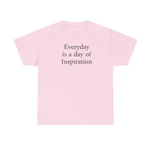 Women's Knit Lightweight Short-Sleeve Graphic Tee - Casual Ribbed Solid-Fit Soft Top, Comfortable Everyday Wear with "Everyday Is a Day of Inspiration" Print (Pairable with Blazer)