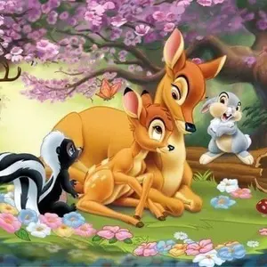 5D DIY Handmade Diamond Painting Kit, Cartoon Deer Mother Son Design, Full Round Drill Mosaic Art, Home Decor Gift