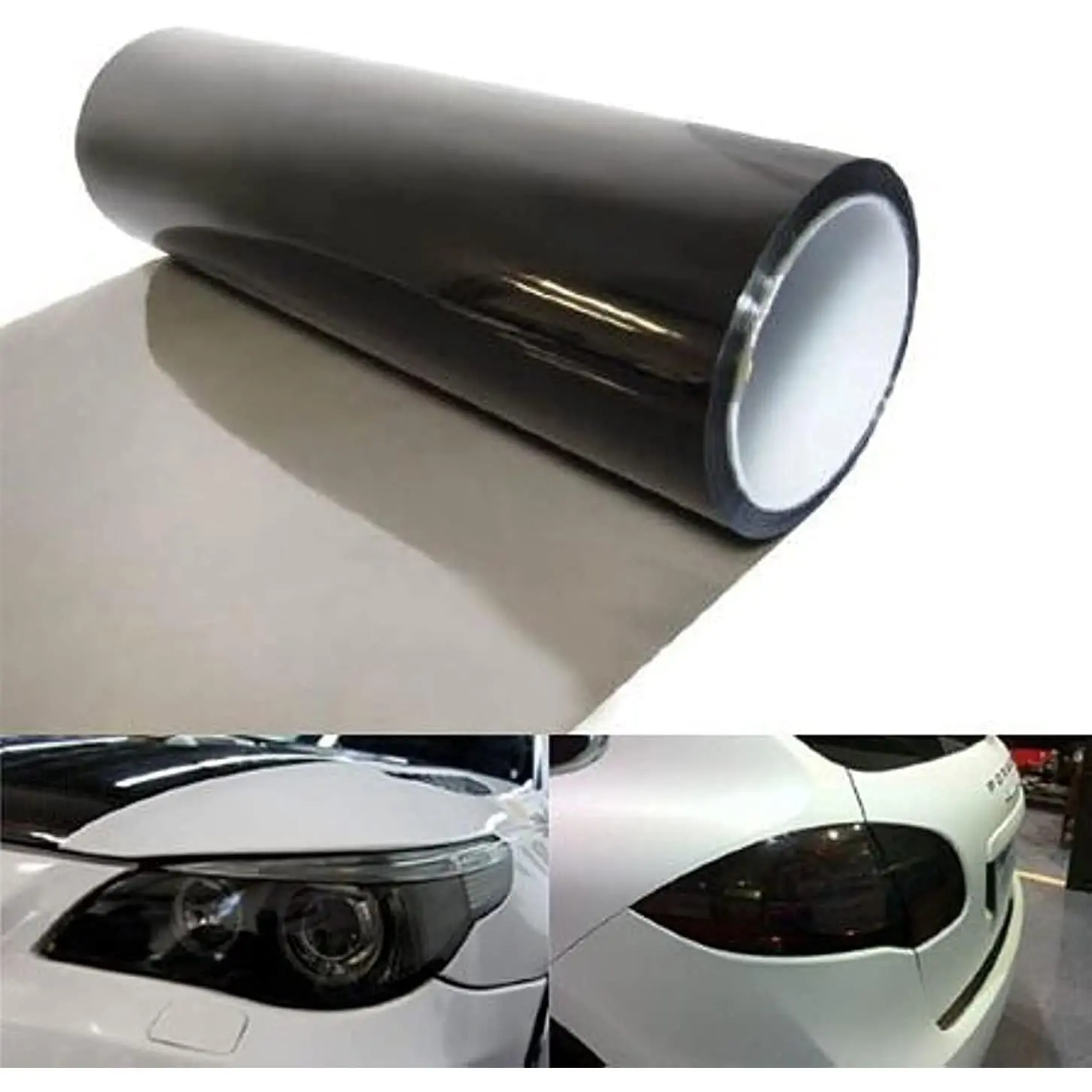 12 by 48 Inches Self Adhesive Headlight, Tail Lights, Fog Lights Tint Vinyl Film (12 X 48, Light Black)