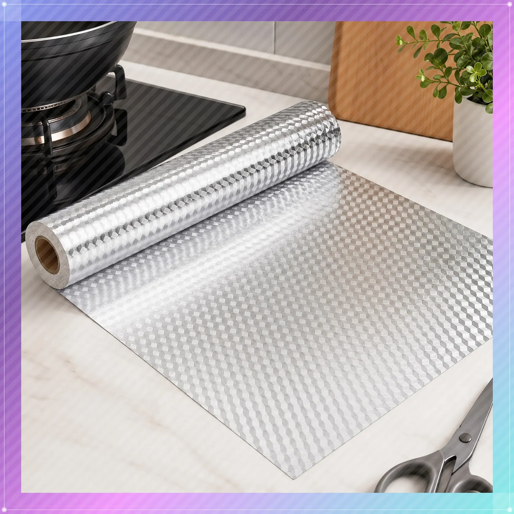Kitchen Stove Sticker, High Temperature Resistance, Waterproof, Oil and Moisture Resistance. Self-adhesive Aluminum Foil for Cabinet Walls and Countertops