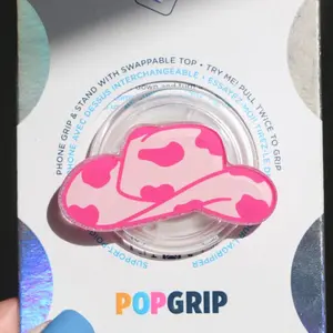 Pink Cowgirl Hat Phone Grip, Western Style Kindle Accessory, Bookish Gift, Reader Gift, Romance Reader Grip, sticky Compact Holder Stand pop socket Detachable Magnetic