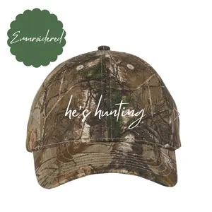 Realtree Camouflage Embroidered He's Hunting Baseball Cap