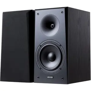 VEVOR Passive Bookshelf Speaker, 100W, Book Shelf Stereo Speakers with 6.5-Inch Woofer and 1-Inch Tweeter, Detachable Grille, 55Hz-20KHz Frequency Response, Wooden Enclosure, for Home Theater (1 Pair)