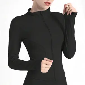 Women's Thumb Holes Solid Zip Up Mock Neck Spring Sports Jacket, Back To School Outfits, Fashion Long Sleeve Sports Outerwear for Tennis Pickleball Gym Yoga Workout Running, Define Jacket, Bbl Jackets, Women's Sportswear Sports Wear