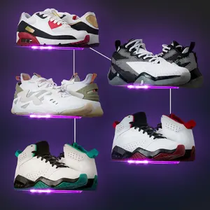 Floating Shoe Display Shelf with Lights Set of 5, Glow Color Changing Sneaker Shelf- Display Your Top Shoes, Sturdy Levitating Shoe Wall Shelf Easy to Install, for Bedroom, playroom etc Organiser Racks