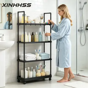 Heavy-Duty 4-Tier Rolling Shelf - Perfect for Kitchen, Bathroom & Laundry!