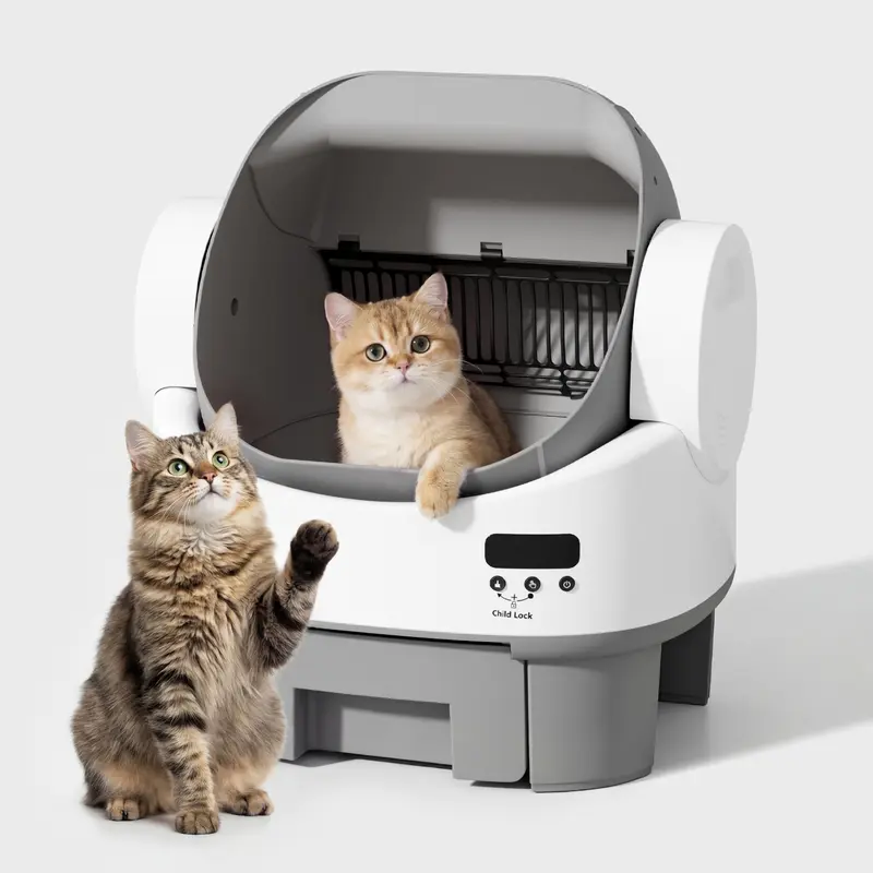 Warcat Automatic Open-Top Cat Litter Box - Self-Cleaning with Built-in Safety Sensors, App-Free for Effortless Use, 10-Day Waste Hold, 24lb Capacity, 8L Litter Capacity #Familyfun #Cozyhome