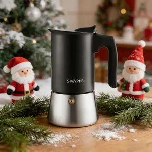 Sivaphe Stainless Steel Stovetop Espresso Brewer 6 Espresso Cup Induction Mocha Pot Cuban Coffee Maker 10.5fl.oz Italian máquina de café expreso