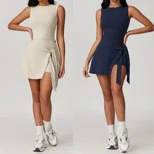 Women's 2 in 1 Split Hem Sports Tennis Dress, Sporty Cut Out Adjustable Strap Sports Dress - Perfect for Tennis Enthusiasts Activewear Comfortable
