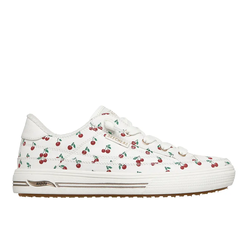 Skechers Womens Arch Fit Arcade Print Powa Slip On Sneakers Shoes Casual - White
