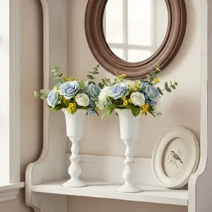 Elegant Metal Flower Vase, Decorative Vase for Wedding Centerpiece, Set of 2 Classic Floral Stand, French Retro Tabletop Urn for Party Reception Decor, Home Decoration