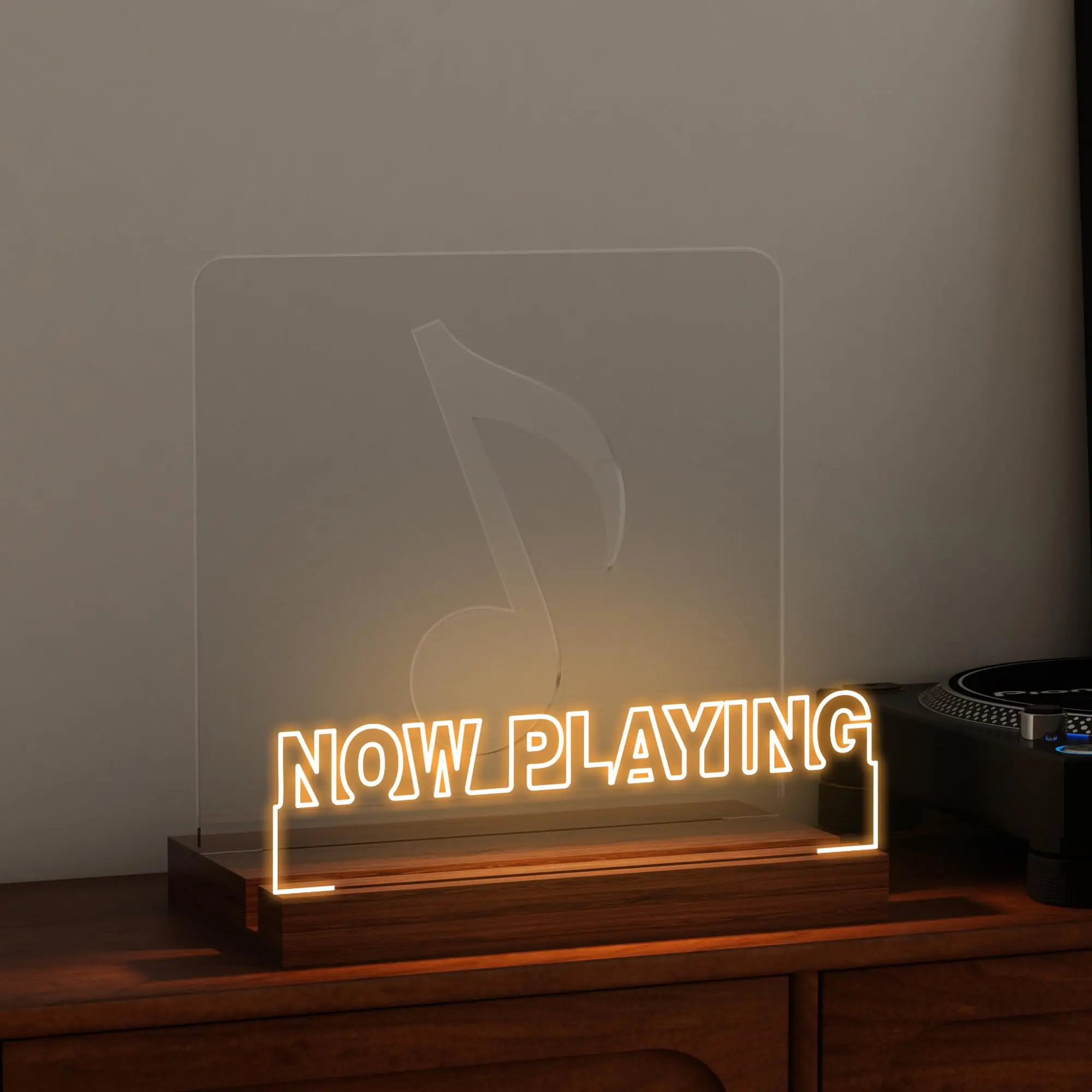 Now Playing Vinyl Record Stand, Light up Record Holder, Wooden Acrylic Display with Warm White Lights for Albums, Room Decor, for Vinyl Lovers glow tranquil acrylic night light Led Effects Rechargeable ,Christmas Gift New Year Gift Decorative tiktokshopsp
