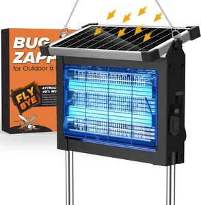 AUKFA Solar Bug Zapper Outdoor, Waterproof Mosquito Zapper Outdoor Solar Powered, 4500V Electric Bug Zapper Indoor w/Smart Light Sensor, Mosquito Trap Fly Zapper for Patio Kitchen Garage Yard Camping