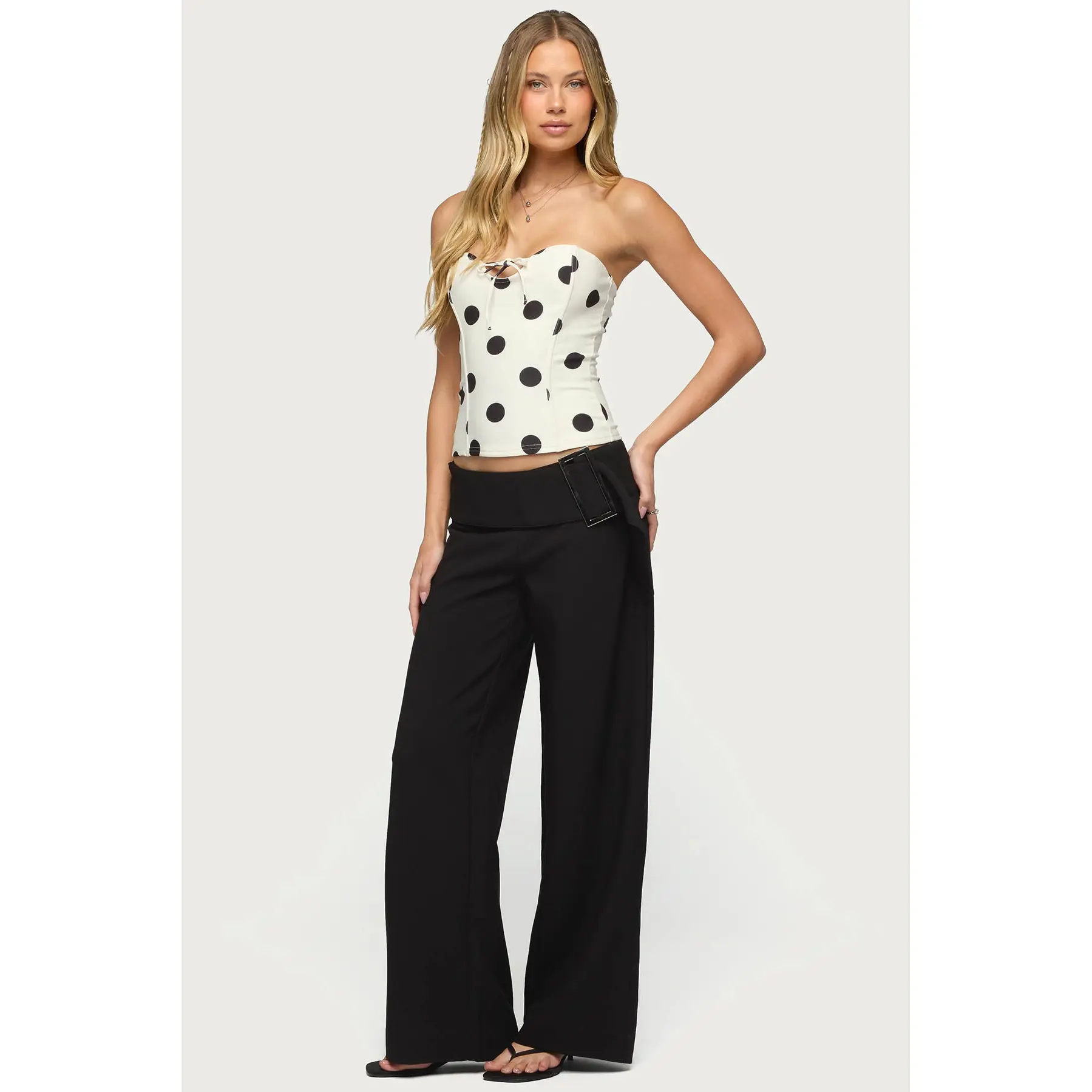 Cerise Buckle Low Rise Baggy Pants
