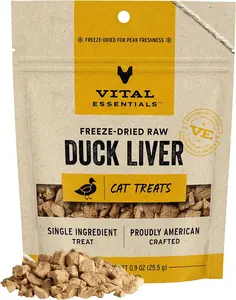 Vital Essentials Freeze-Dried Raw Single Ingredient Cat Treats, Duck Liver, 0.9 oz