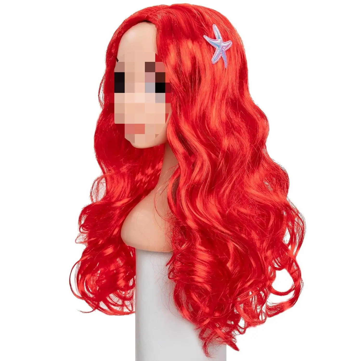 P-CPA05   Mermaid Wig for Girls Costume Accessories Halloween Princess Cosplay Long Curly Red, M