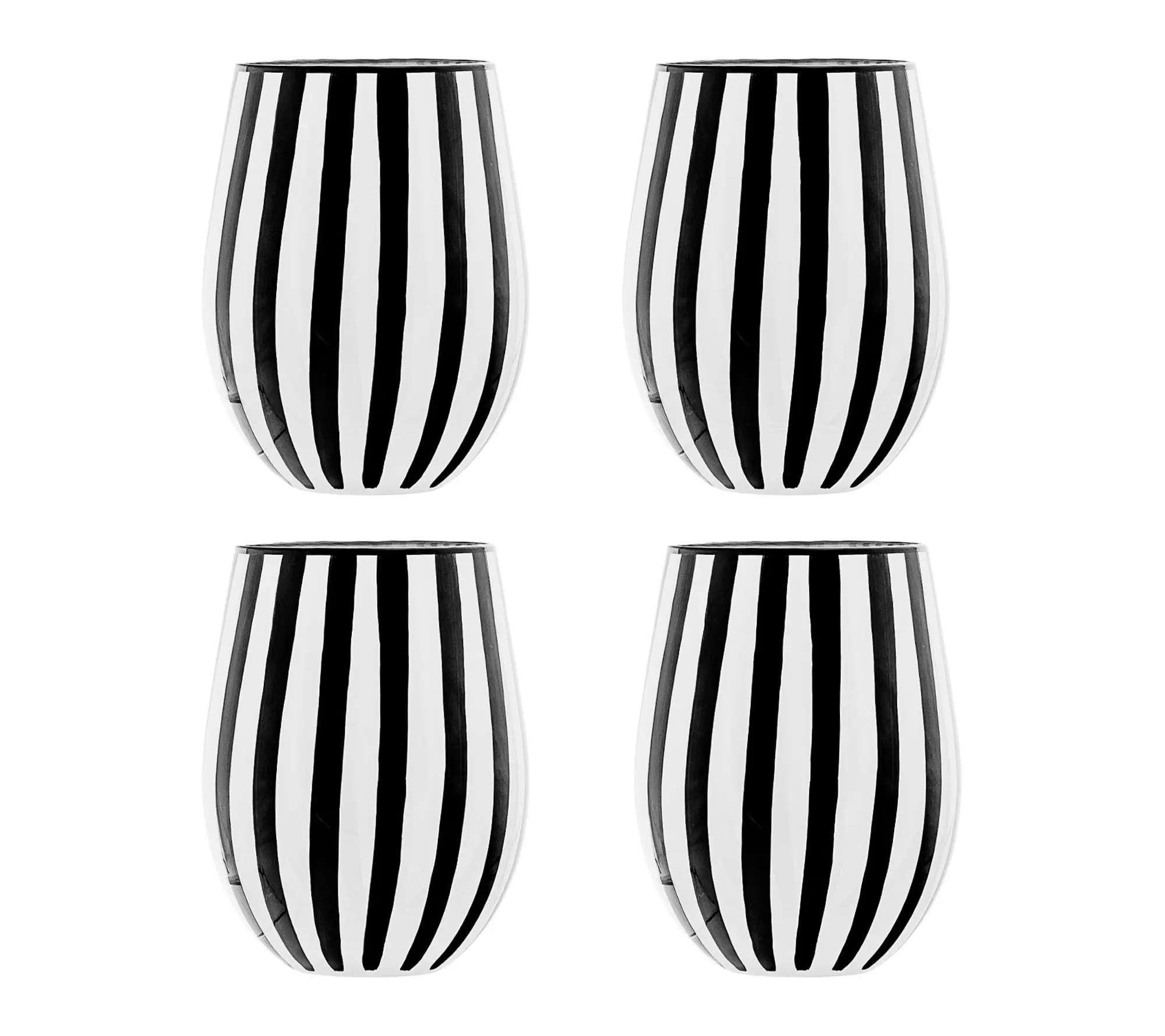 10 Strawberry Street Set/4 Black & White Stemless Wine Glasses 10 Strawberry Street Set/4 Black & White Stemless Wine Glasses