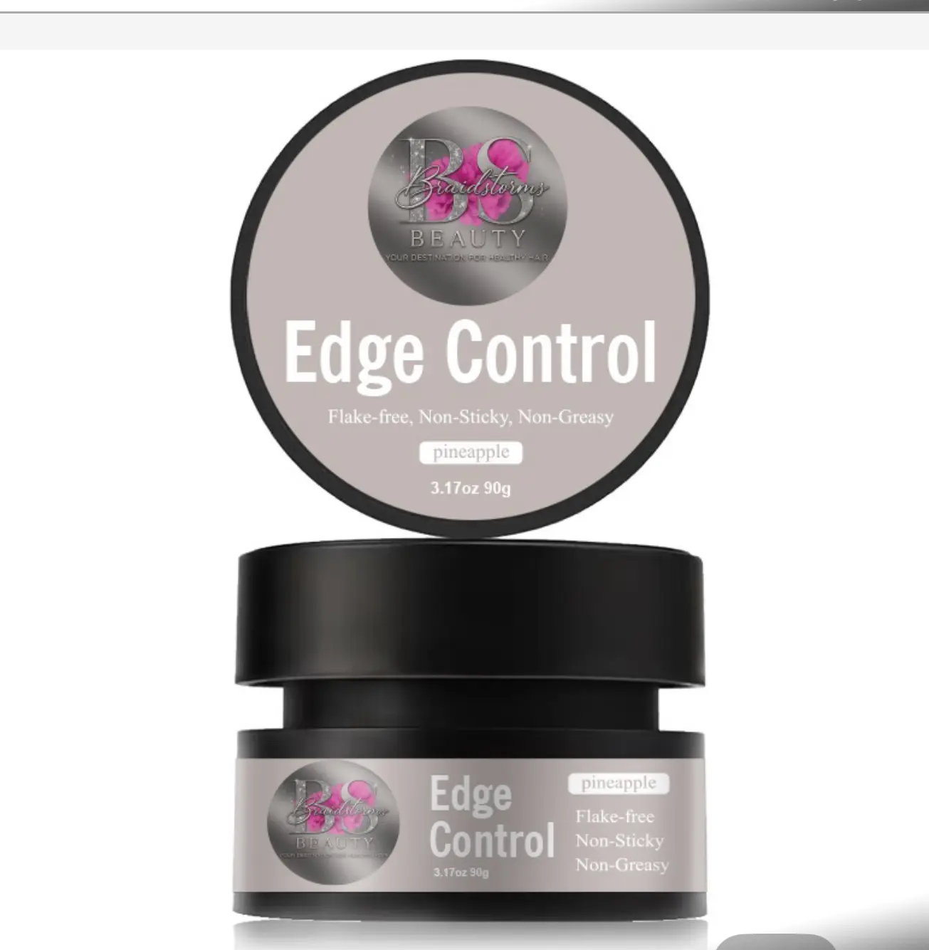 EDGE CONTROL- PINAPPLE SCENT-NON-GREASY- NO FLAKING-SMOOTH EDGES 24 hours hold - Stylists tested edge control for all hair types Braidstorms hair care Gel Haircare