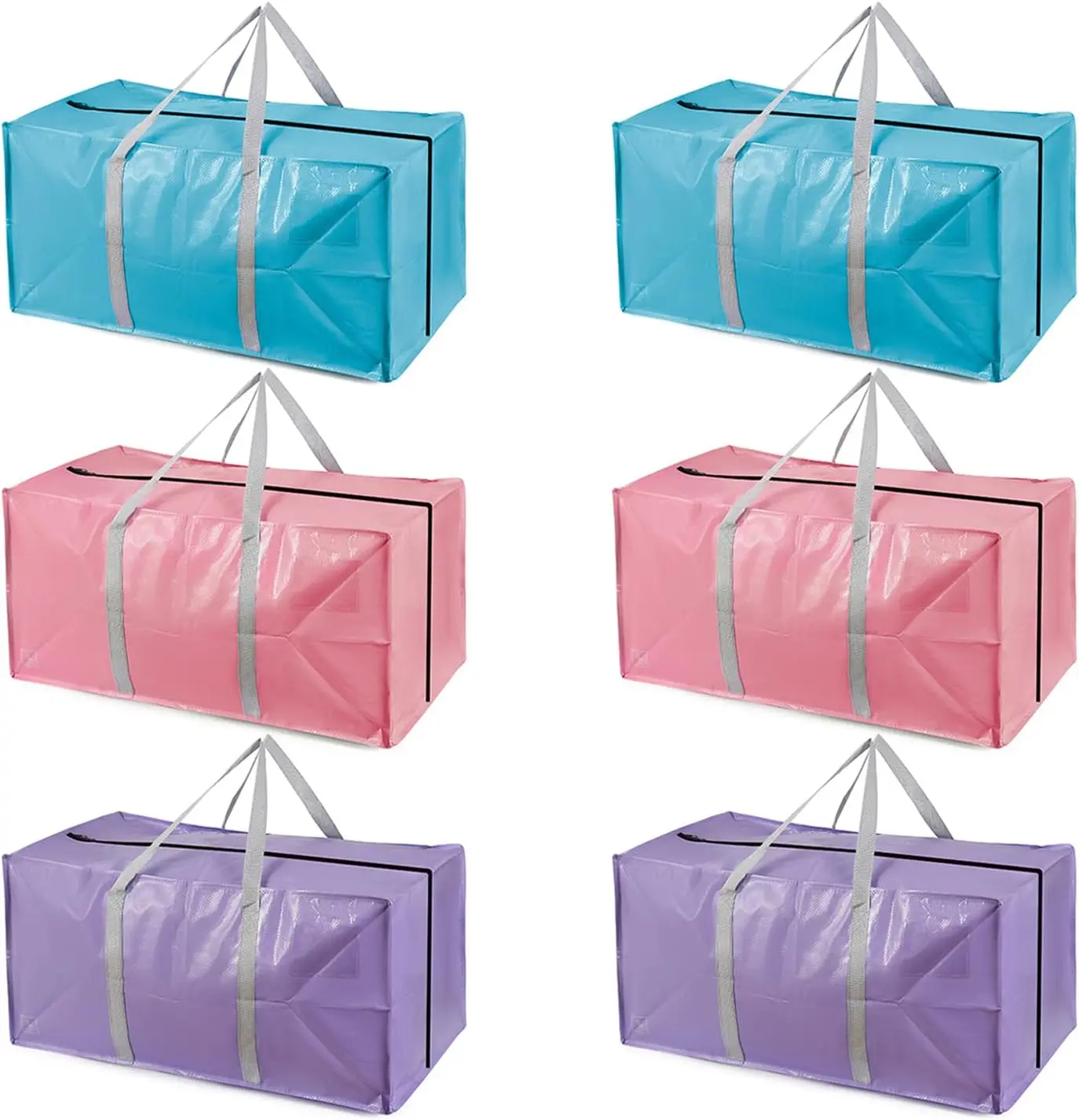 6-Pack Heavy-Duty Extra-Large Moving Bags, Storage Totes with Extra-Long Handles & Backpack Straps, Foldable Moving Box Alternative