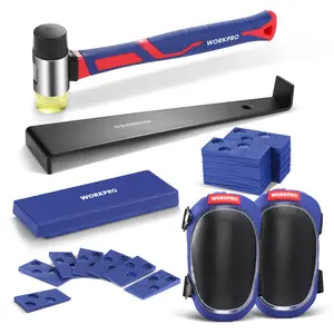 #Summervibes WORKPRO Laminate Flooring Installation Kit - Rubber Mallet with Fiberglass Handle, Knee Pads, Heavy Duty Pull Bar, Solid Tapping Block and Spacers - Premium Wood Flooring Installation Tool