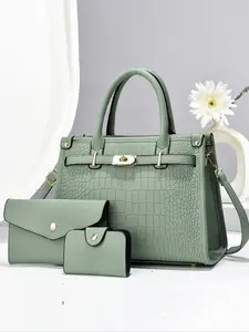 Women's Crocodile Embossed Handbag, Large Capacity Shoulder Crossbody Bag, Leather Shoulder Bags, Fashionable Elegant Design for Daily Commute & Use, Commuter Purse