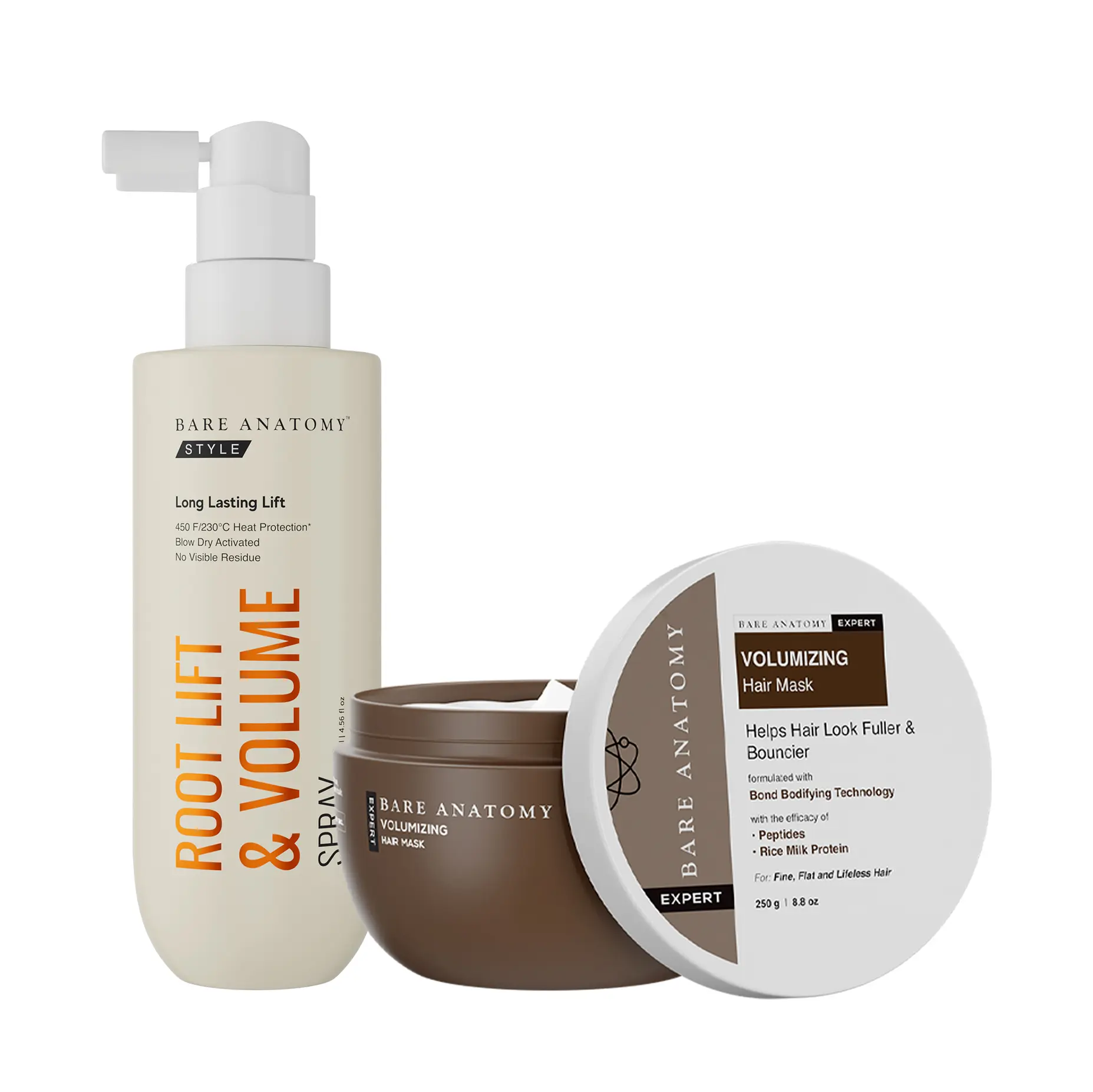 Volumizing Hair Mask (250g) + Root Lift & Volume Spray (135ml) for Smooth Lengths & Long-Lasting Root Volume