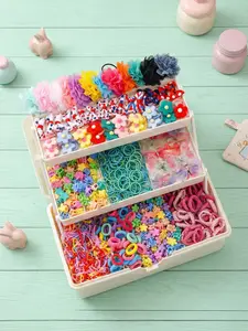 600/601 pieces - Girls' hair accessory gift set, hair accessories sets, including hair clips, hair rings, hair ties, Cute cartoon bowknot in materials and styles, suitable for daily use, birthday, festival gifts, optional storage box