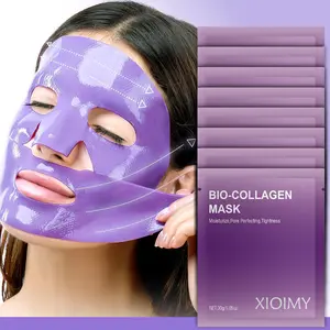 Powerful Moisturizing Bio Collagen Face Mask 8pcs for Deep Hydration, Alcohol-Free Formula for Soft Radiant Skin