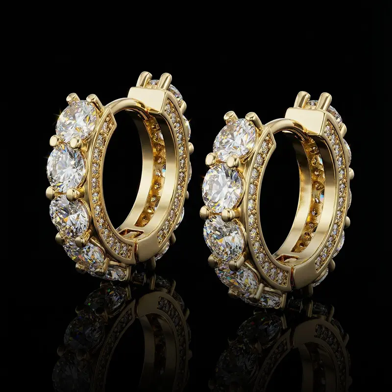 HELLOICE 2CT Moissanite Hoop Earrings D Color VVS1 Synthetic Moissanite Huggie Earrings Jewelry Gift for Women and Men