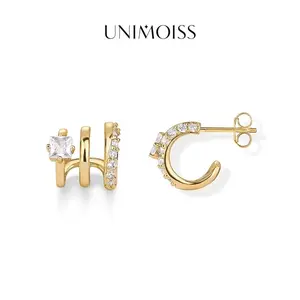 UniMoiss Trio Curve Stud Earrings Birthday Valentine's Day Wedding Engagement Anniversary Gift Daily Wear