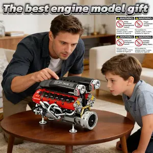 1240pcs Engine Set, Super Car Engine Model with Motor, DIY Building Toy Kit, Precision Mechanical Model, Stem Gift for Car Enthusiasts
