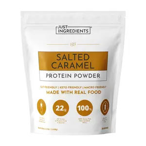 Just Ingredients Salted Caramel Protein Powder – 25-Serving Blend with 100% Grass-Fed Whey & Organic Plant Proteins – Flavored with Real Food – Supports Muscle Recovery, Energy *