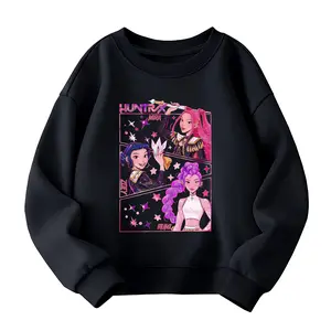 Kpop style graphic print Jinu cartoon pattern T-shirt, Kpop print children's sweatshirt, Saja girls' Kpop children's sweatshirt