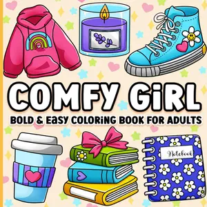 Bold and Easy Coloring Book for Adults: Comfy Girl Cute, Simple and Cozy Designs for Women for Relaxation Step-by-Step Drawing Patterns Book children  coloring  book adorable scene  Mom Rocking Journal Keepsake creepy cutie