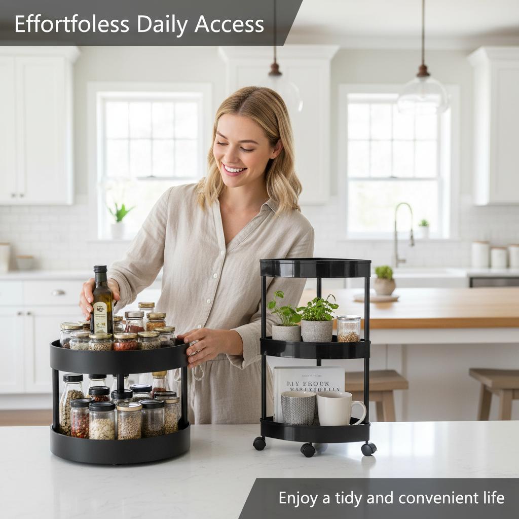 2/3/4 Tier Corner Storage Organizer, Space Saving Bathroom Kitchen Counter Shelf, Plastic Corner Rack for Sink Vanity Small Spaces, with or without Wheels