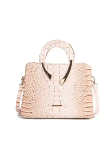 Women's Apricot Crocodile Embossed Satchel, Detachable Crossbody Shoulder Bag, Versatile Casual Handbag